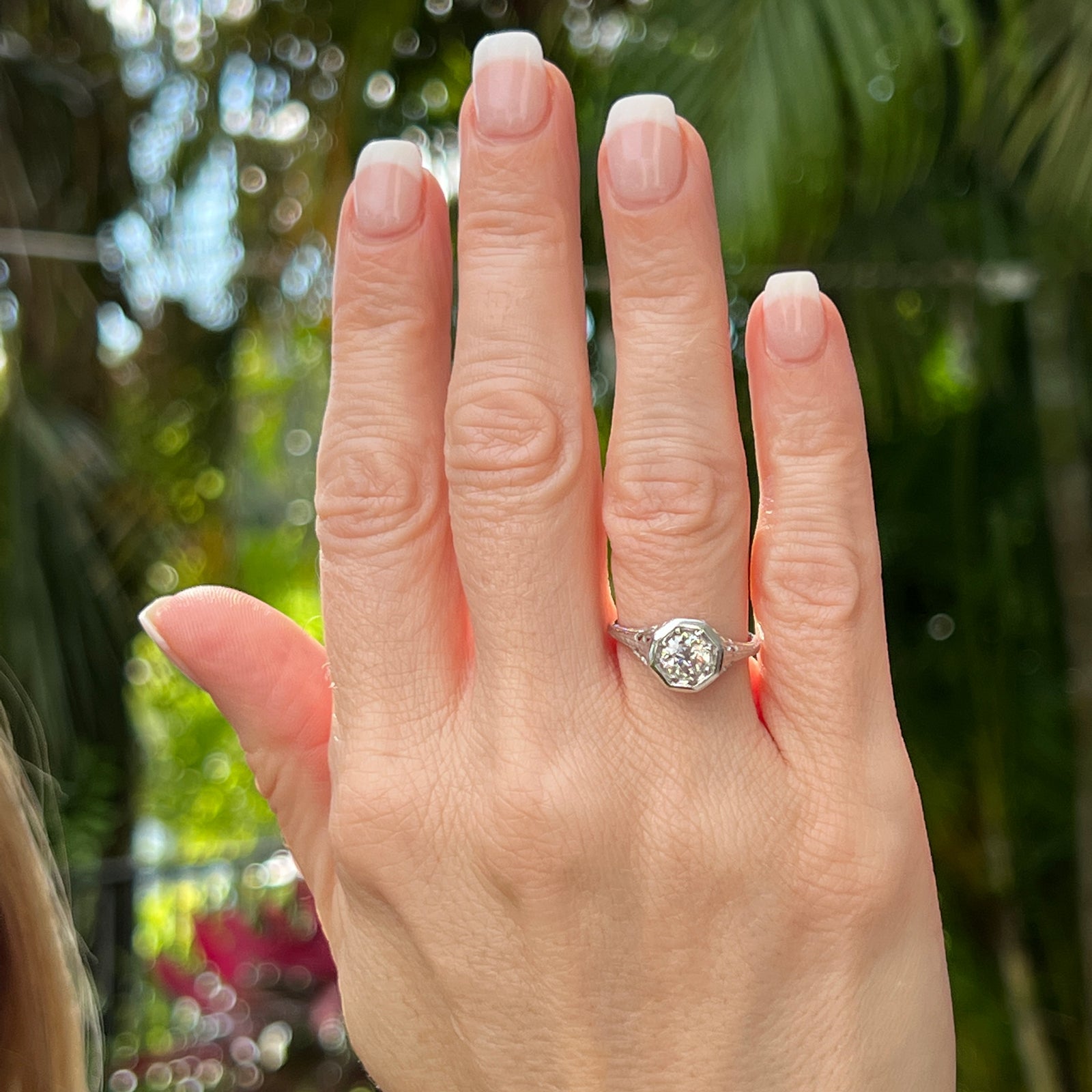 Art Deco Old European Diamond Filigree Engagement Ring
