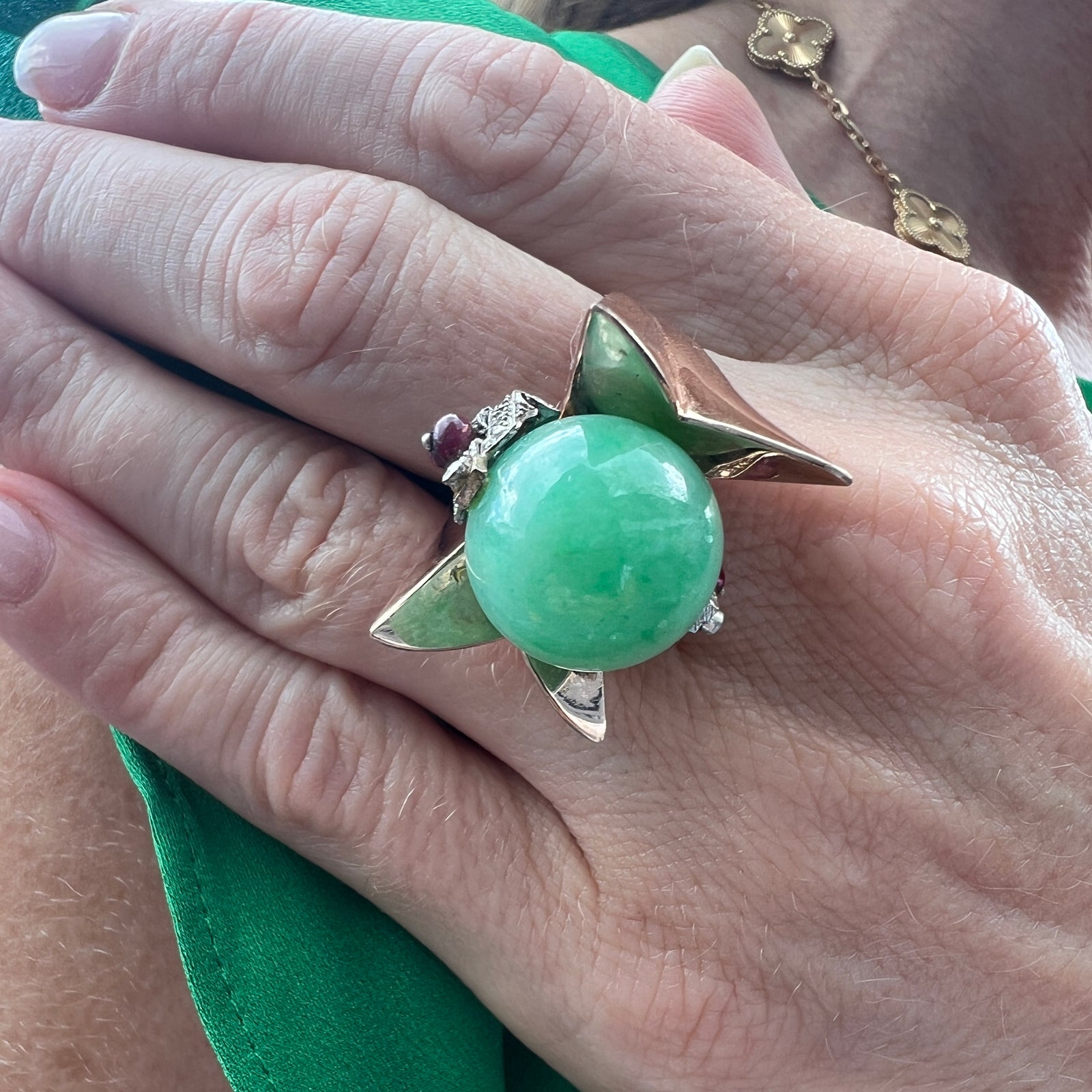 Jadeite Jade Diamond Platinum Cocktail Ring – jeweleretteandco