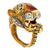 Diamond Enamel 18KYG Tiger Head Vintage Cocktail Ring