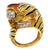 Diamond Enamel 18KYG Tiger Head Vintage Cocktail Ring