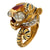 Diamond Enamel 18KYG Tiger Head Vintage Cocktail Ring
