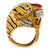 Diamond Enamel 18KYG Tiger Head Vintage Cocktail Ring