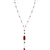 1970's Coral Onyx Diamond Platinum Y Drop Link Necklace