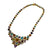 1970's Diamond Colorful Gemestone 18 Karat Yellow Gold Bib Link Vintage Necklace