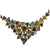 1970's Diamond Colorful Gemestone 18 Karat Yellow Gold Bib Link Vintage Necklace