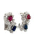 Diamond Ruby Sapphire 18 Karat White Gold Figure Eight Drop Earrings