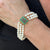 Three Row Cultured Pearl Bracelet Sapphire Emerald 14KYG Clasp
