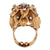 1950's Diamond Ruby Textured 14 Karat Yellow Gold Flower Ring