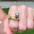 1950's Diamond Sapphire Ruby Snake Ring 18 Karat Two Tone Ring