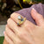 1950's Diamond Sapphire Ruby Snake Ring 18 Karat Two Tone Ring