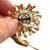 Diamond Sapphire Emerald 14 Karat Yellow Gold Floral Brooch