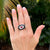Ruby Diamond Onyx 14 Karat White Gold Oval Cocktail Ring