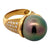 Black South Sea Pearl Diamond 18 Karat Yellow Gold Contemporary Cocktail Ring