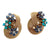 1960's Diamond Sapphire Turquoise 18KYG Estate Earclip Earrings