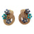 1960's Diamond Sapphire Turquoise 18KYG Estate Earclip Earrings