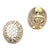Italian Diamond 18 Karat Two Tone Gold Oval Leverback Earrings