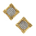 Diamond 14 Karat Two Tone Gold Fluted Square Lever-Back Earrings
