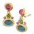 Diamond Tourmaline Topaz 18 Karat Yellow Gold Drop Earrings