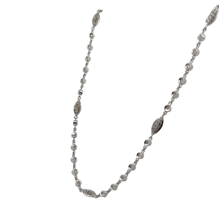 2- CTW Round Brilliant Diamond 18 Karat White Gold 16 Inch Link Necklace