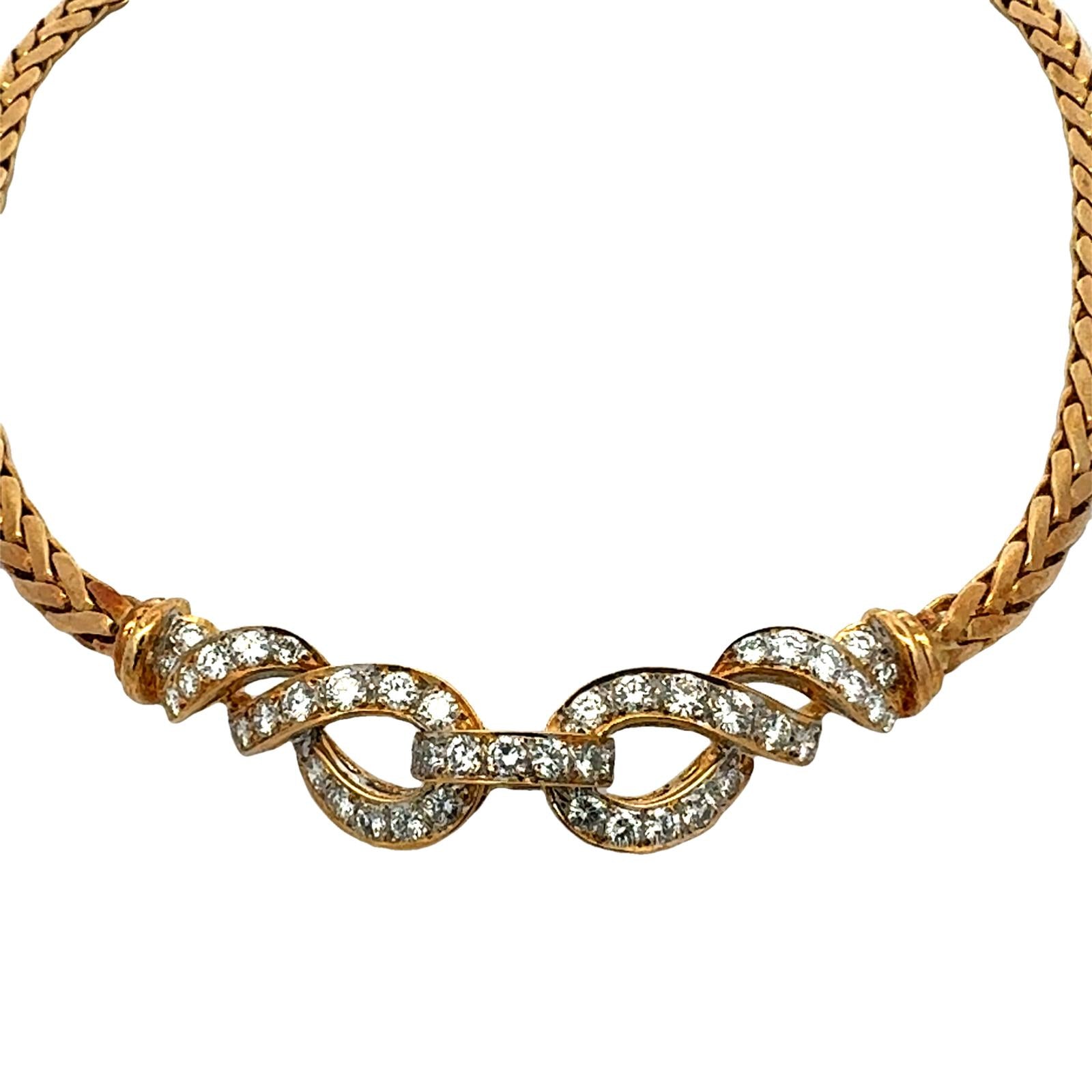 Late-20th Century Italian Diamond 18 Karat Yellow Gold Collar Necklace