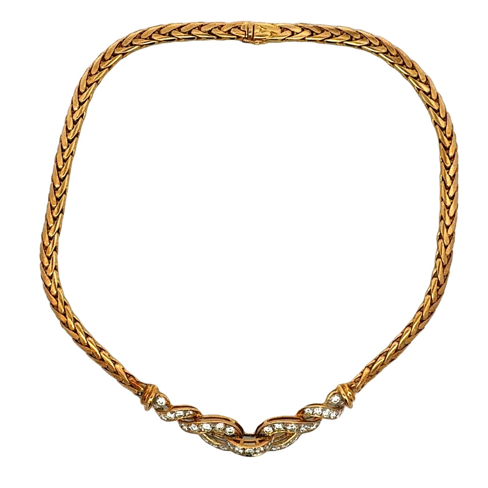 Late-20th Century Italian Diamond 18 Karat Yellow Gold Collar Necklace
