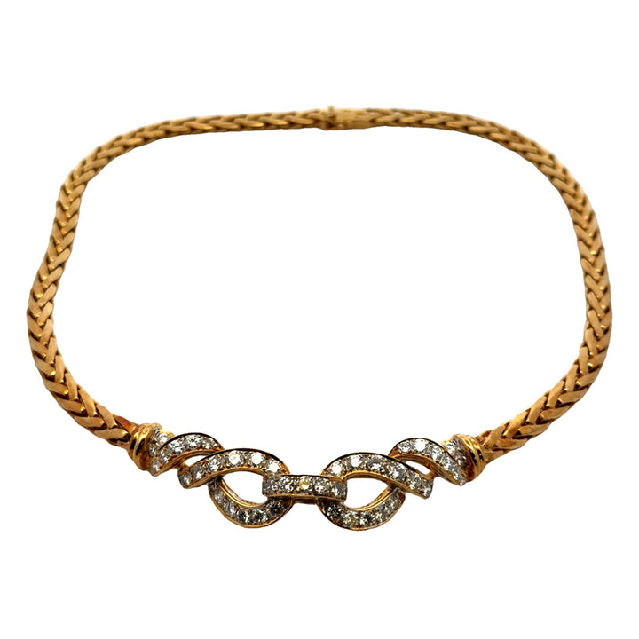 Late-20th Century Italian Diamond 18 Karat Yellow Gold Collar Necklace