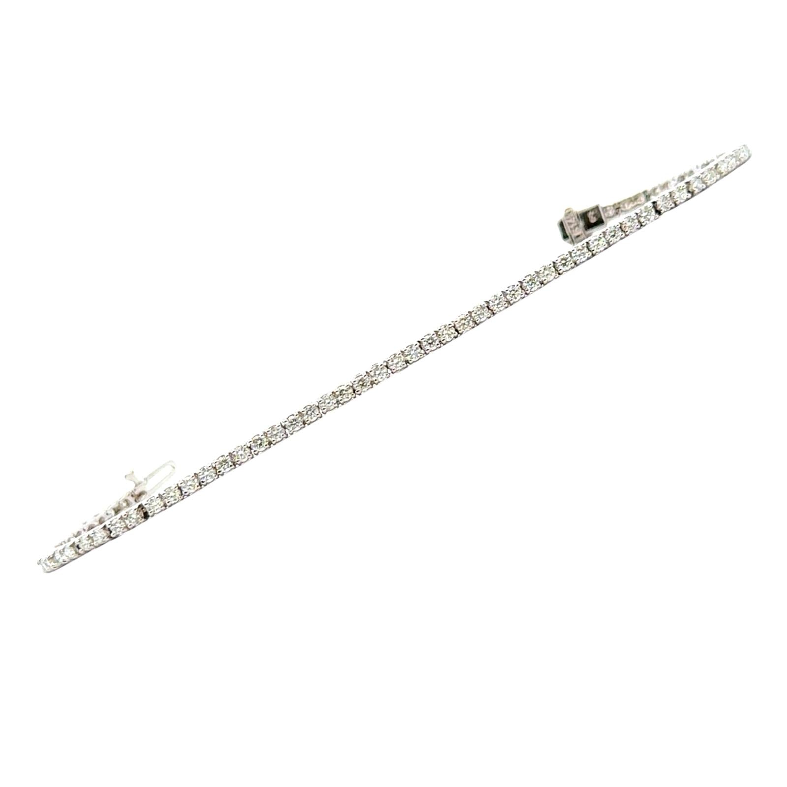3.03 CTW Round Brilliant Diamond 14K White Gold Tennis Bracelet New