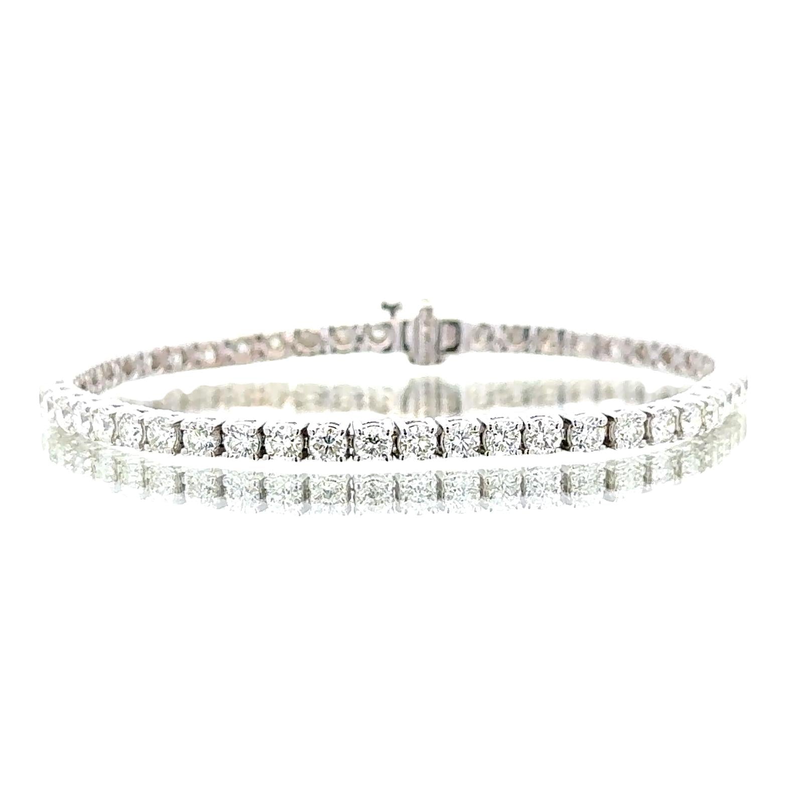 5.57 CTW Round Brilliant Diamond 14K White Gold Tennis Bracelet New
