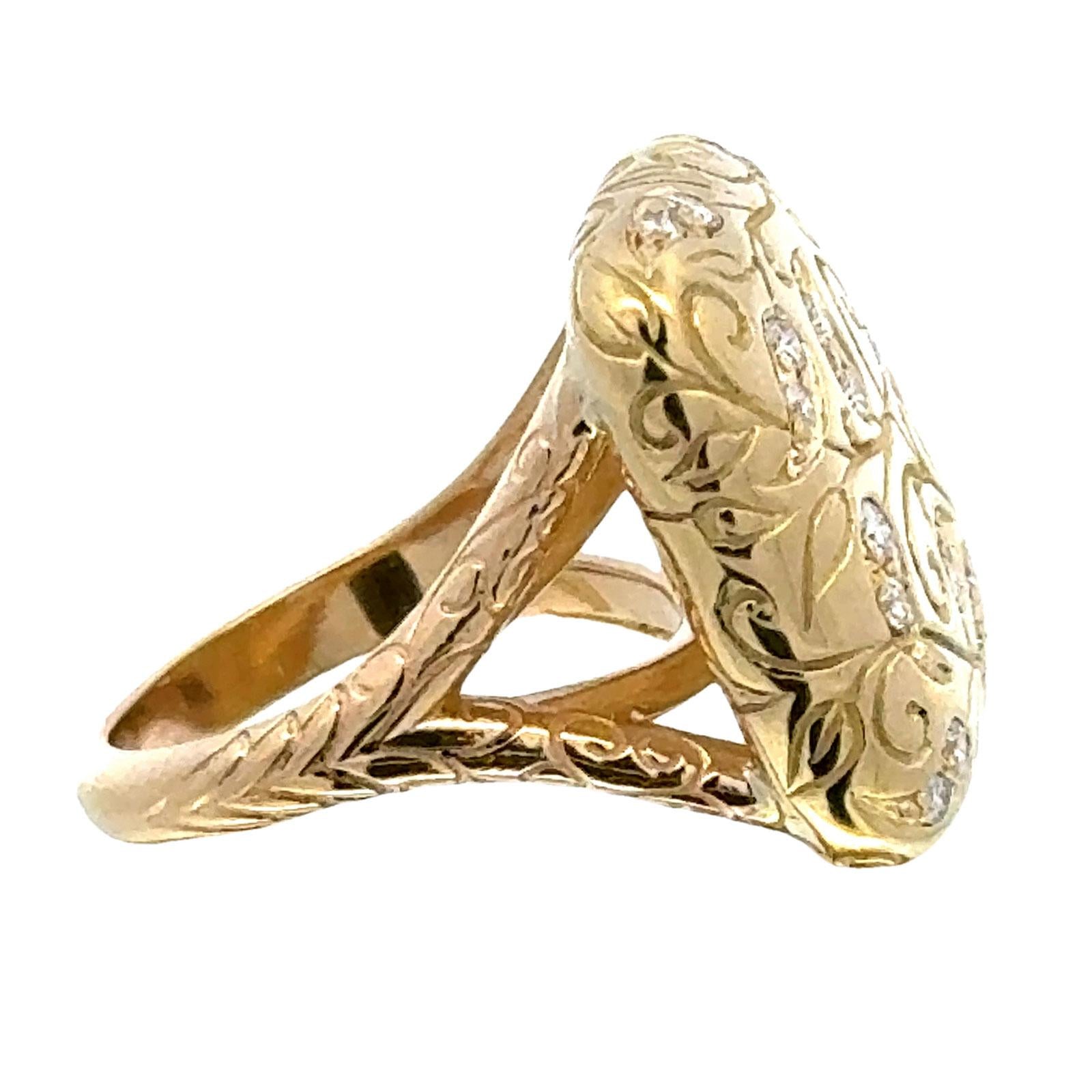 SeidenGang Diamond 18 Karat Yellow Gold Square Top Split Shank Ring