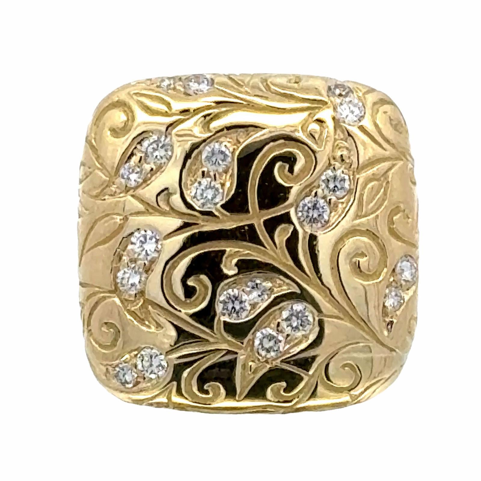 SeidenGang Diamond 18 Karat Yellow Gold Square Top Split Shank Ring