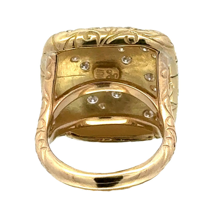 SeidenGang Diamond 18 Karat Yellow Gold Square Top Split Shank Ring