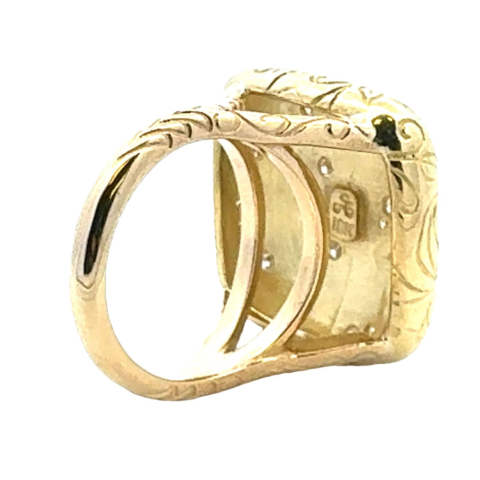 SeidenGang Diamond 18 Karat Yellow Gold Square Top Split Shank Ring