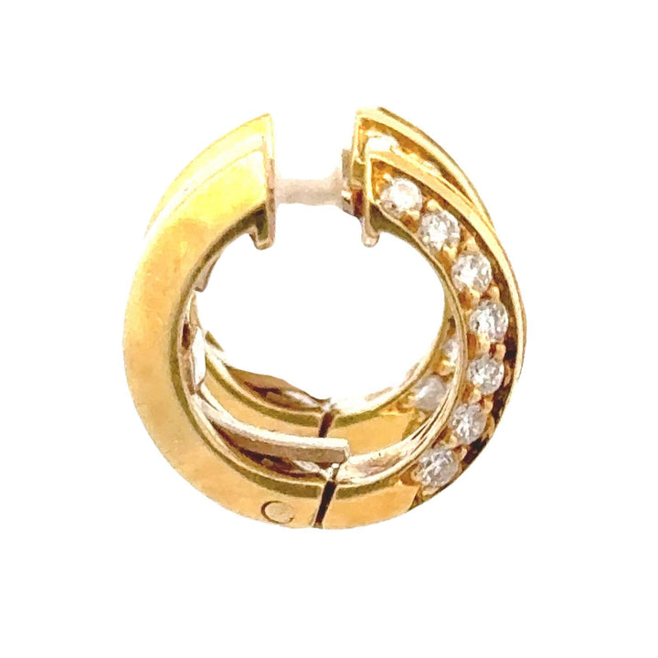Modern Diamond 18 Karat Yellow Gold Huggie Hoop Earrings