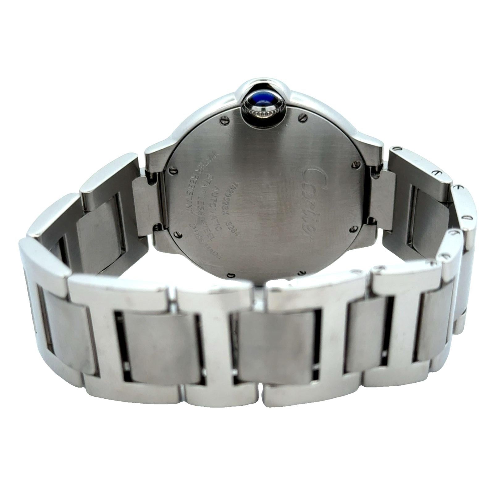 Cartier Ballon Bleu Stainless Steel 36mm Silver Roman Dial Automatic Watch