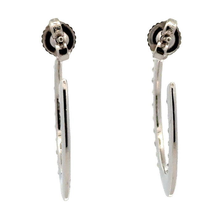 21st Century Diamond In & Out 18 Karat White Gold Thin Hoop Modern Earrings