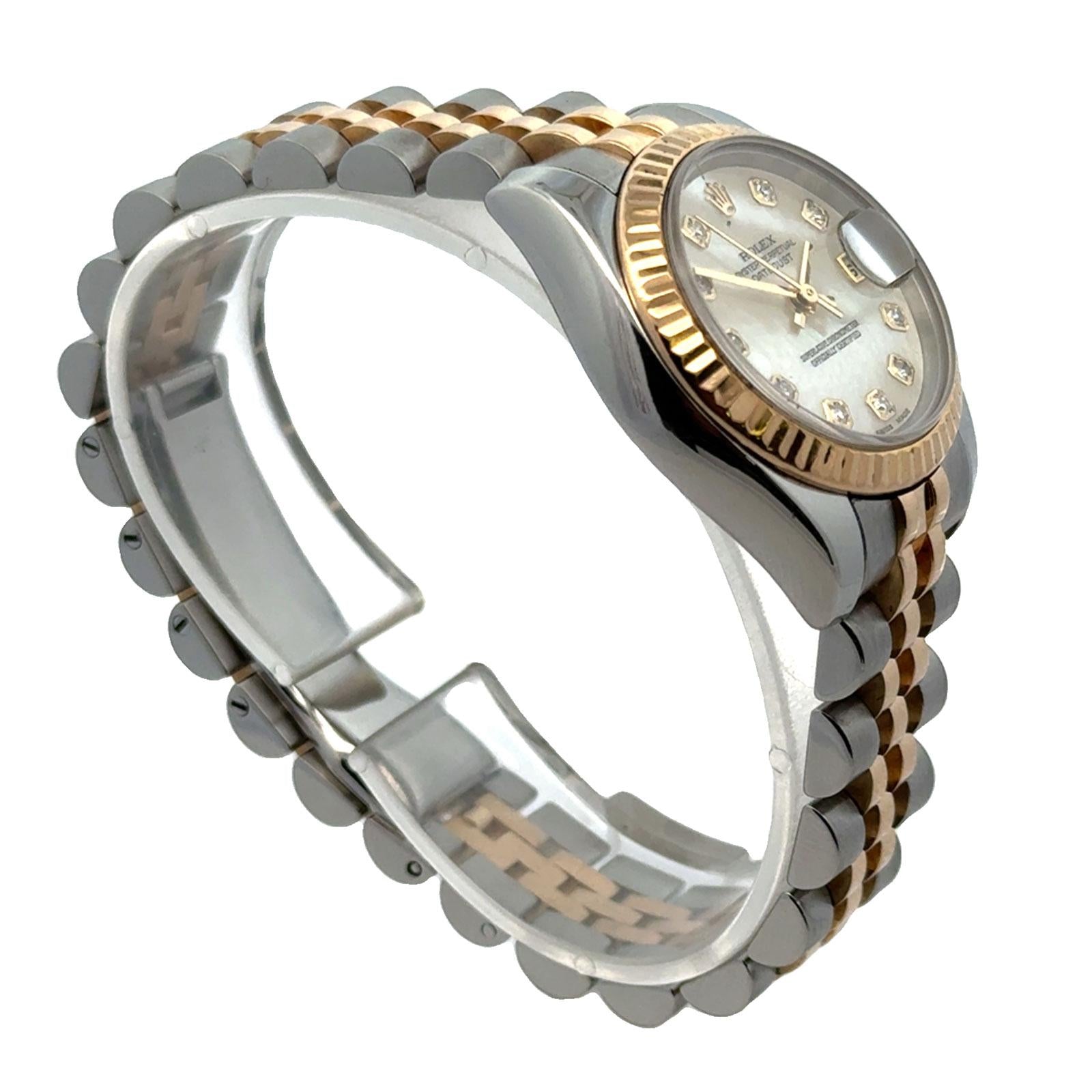 Rolex Ladys 26mm Datejust 179173 Mother Of Pearl Diamond Dial Two-Tone Modern