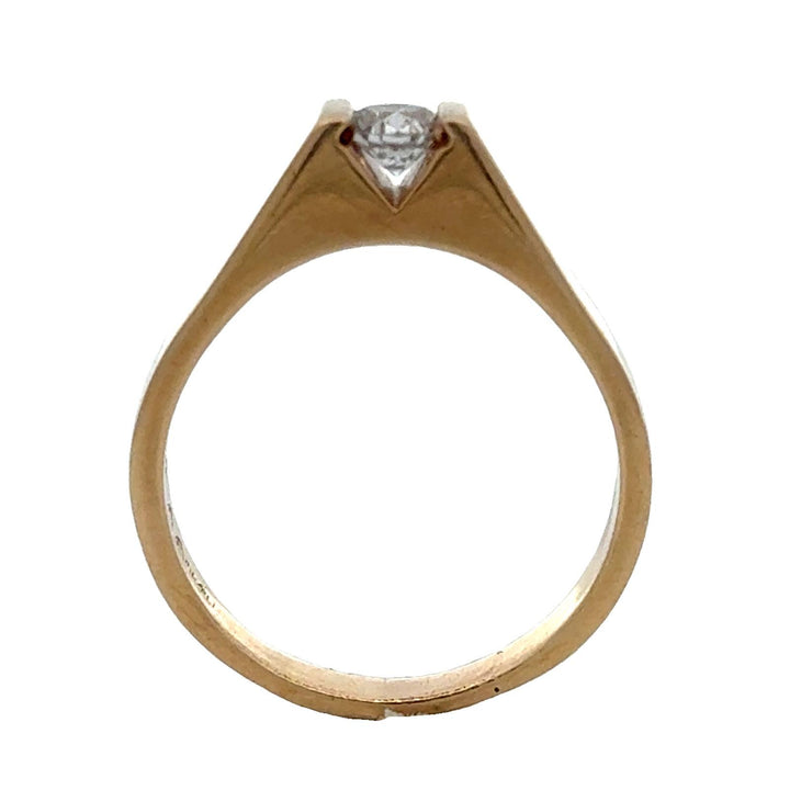 Gents Diamond 14 Karat Yellow Gold Solitaire Modern Ring