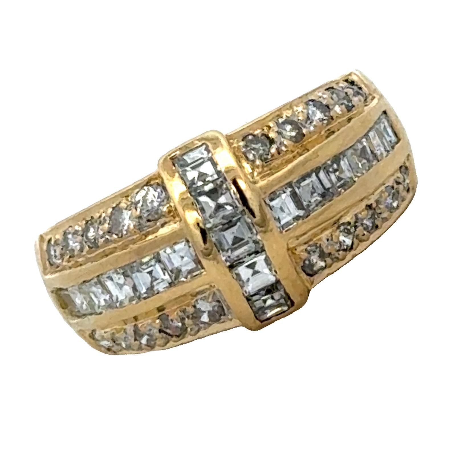 Emerald and Round Brilliant Cut Diamond 18KYG Wedding Anniversary Band Ring