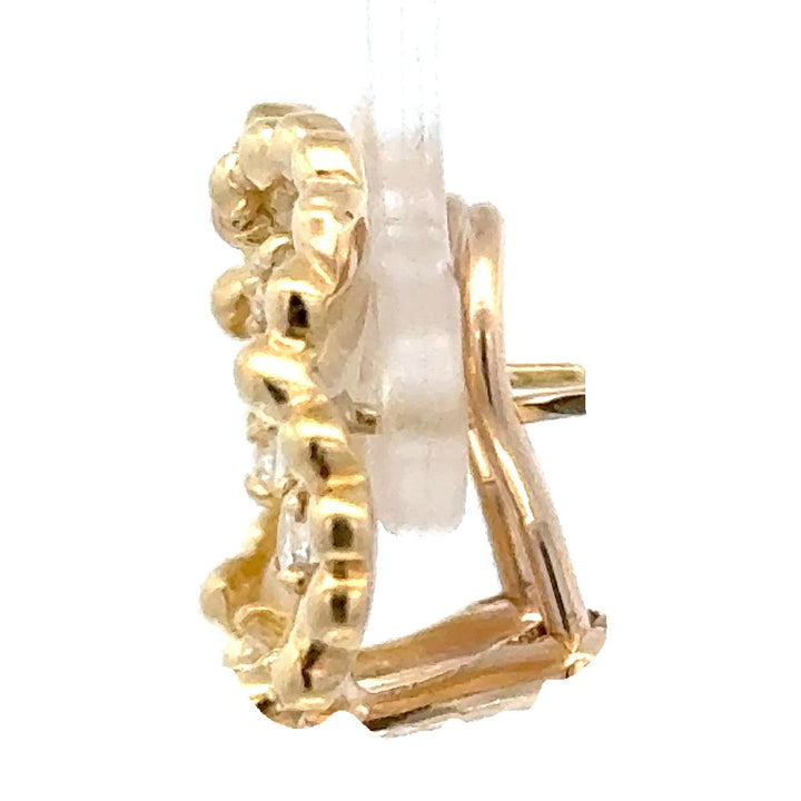 Late 20th Century Diamond 18 Karat Yellow Gold Fan Earrings Leverback Posts