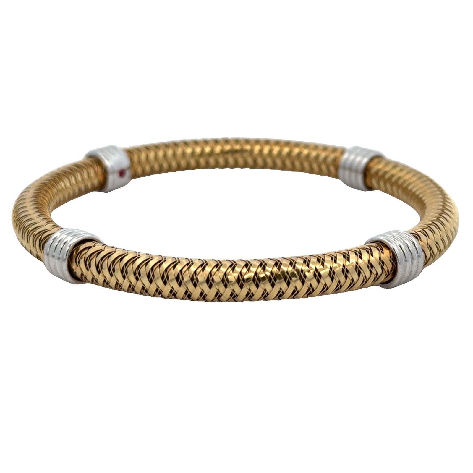 Roberto Coin Italy 18k Yellow Gold Flexible Woven Primavera Bangle Bracelet