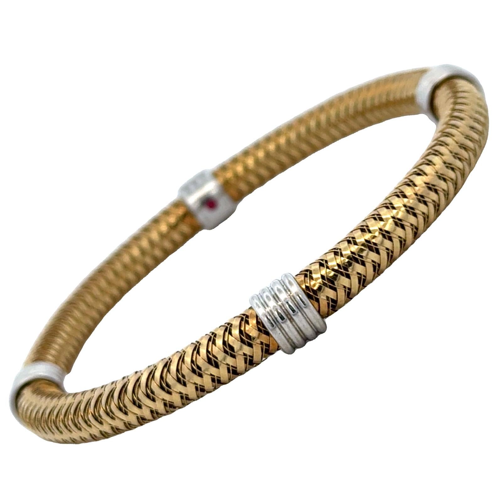 Roberto Coin Italy 18k Yellow Gold Flexible Woven Primavera Bangle Bracelet