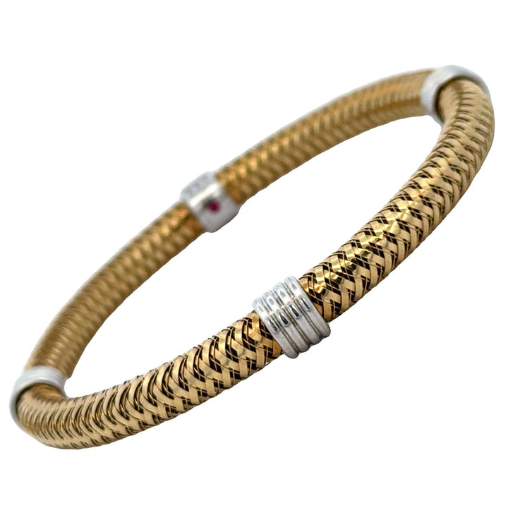 Roberto Coin Italy 18k Yellow Gold Flexible Woven Primavera Bangle Bracelet