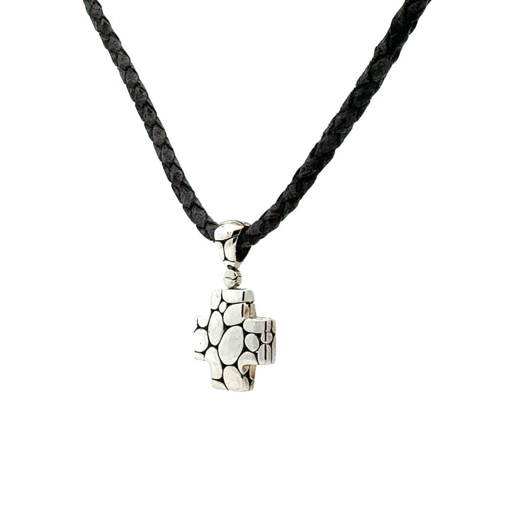 John Hardy Kali Cross Pendant Sterling Silver Leather Cord Necklace