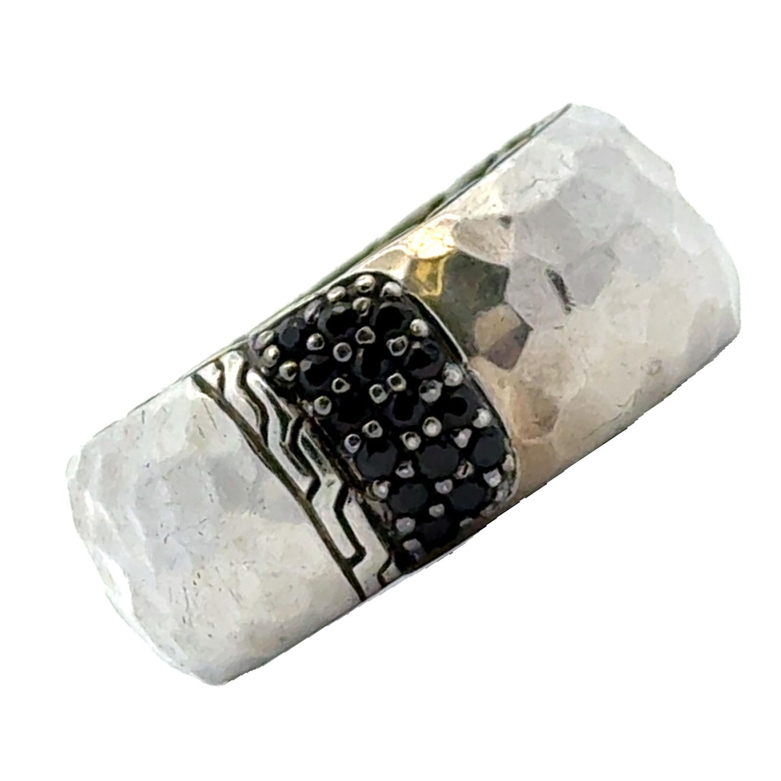 John Hardy Hammered Sterling Silver Spinel Band Ring