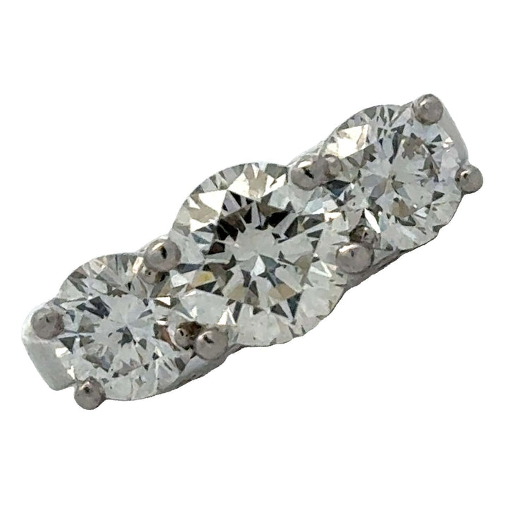 Three Stone Round Brilliant Cut Diamond Platinum Wedding Anniversary Band Ring