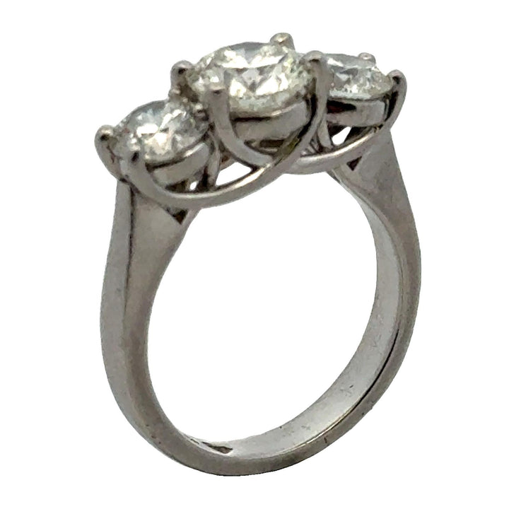 Three Stone Round Brilliant Cut Diamond Platinum Wedding Anniversary Band Ring