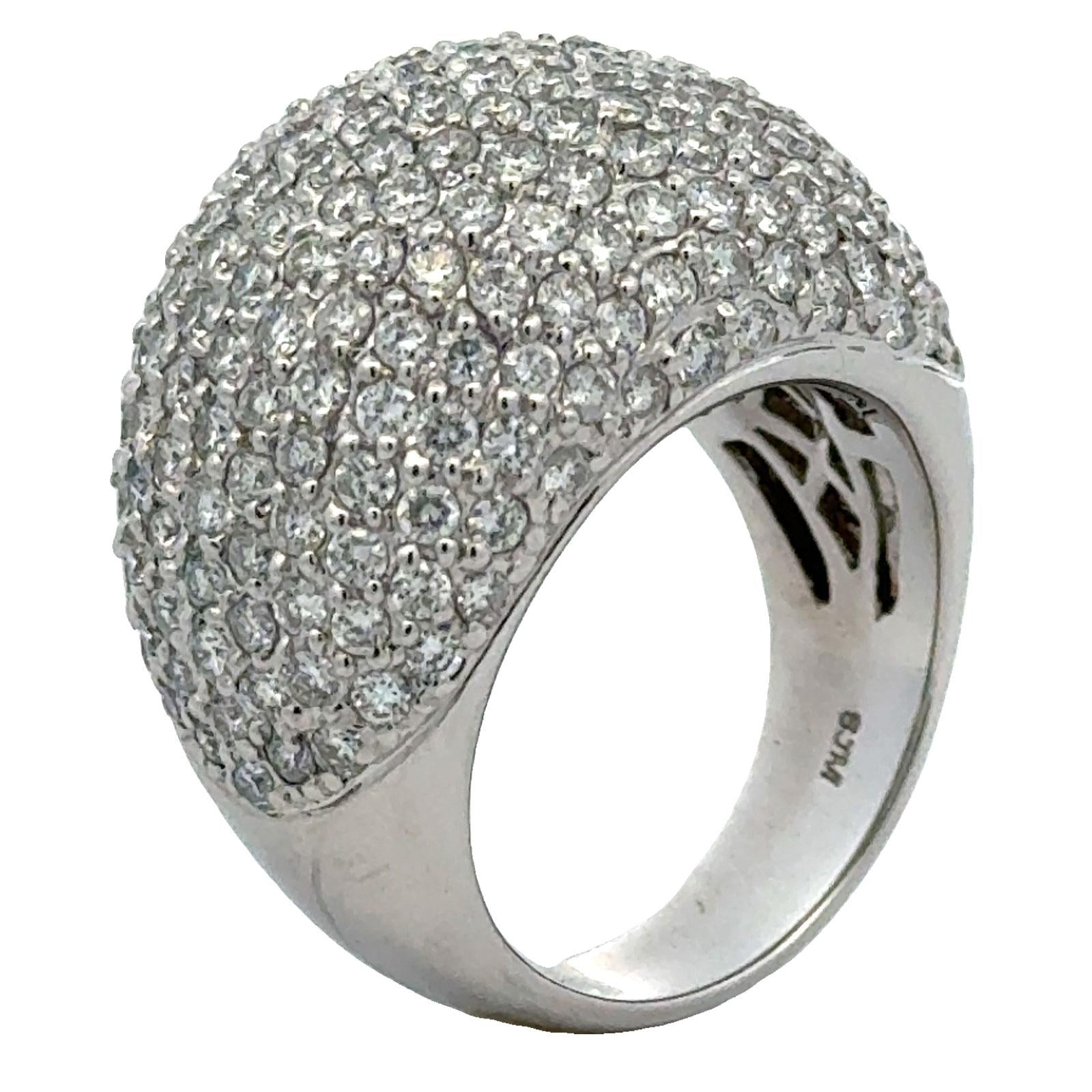 5 CTW Pavé Diamond 14 Karat White Gold Bombé Ring.