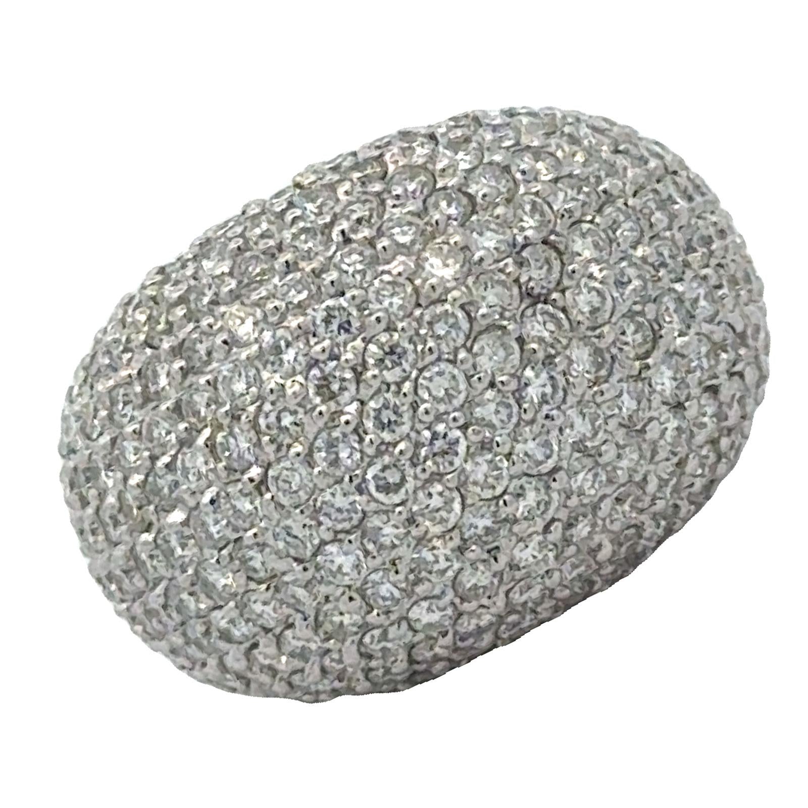 5 CTW Pavé Diamond 14 Karat White Gold Bombé Ring.