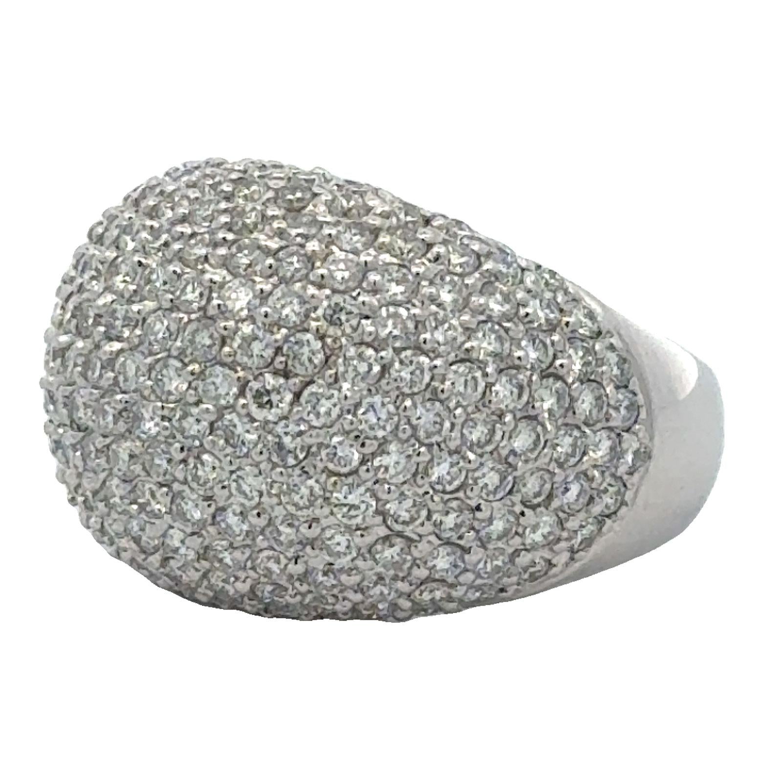 5 CTW Pavé Diamond 14 Karat White Gold Bombé Ring.