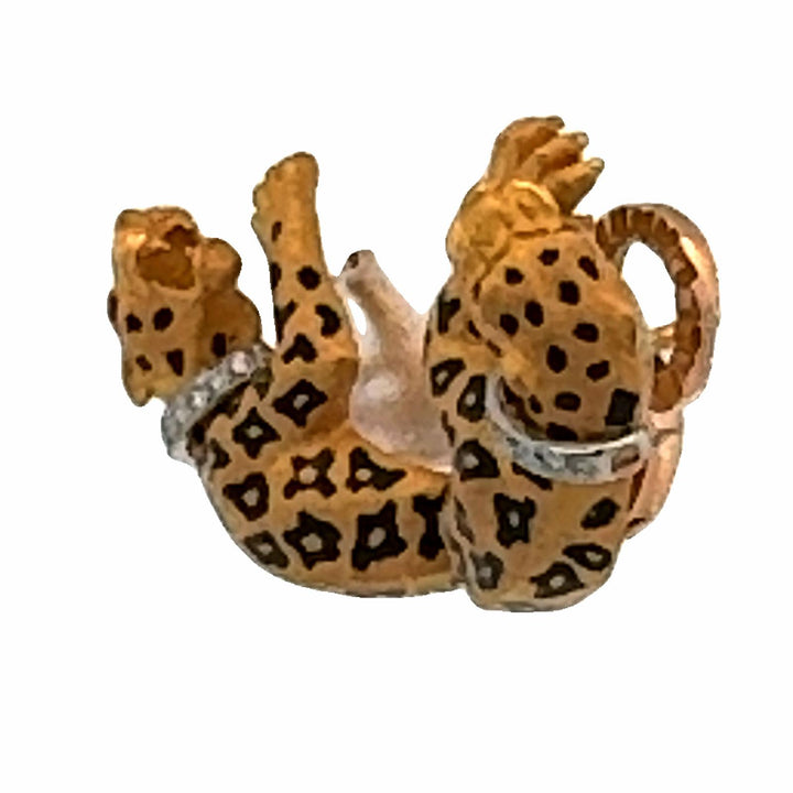 Carrera Y Carrera 18K Yellow Gold Diamond & Enamel Panther Earrings